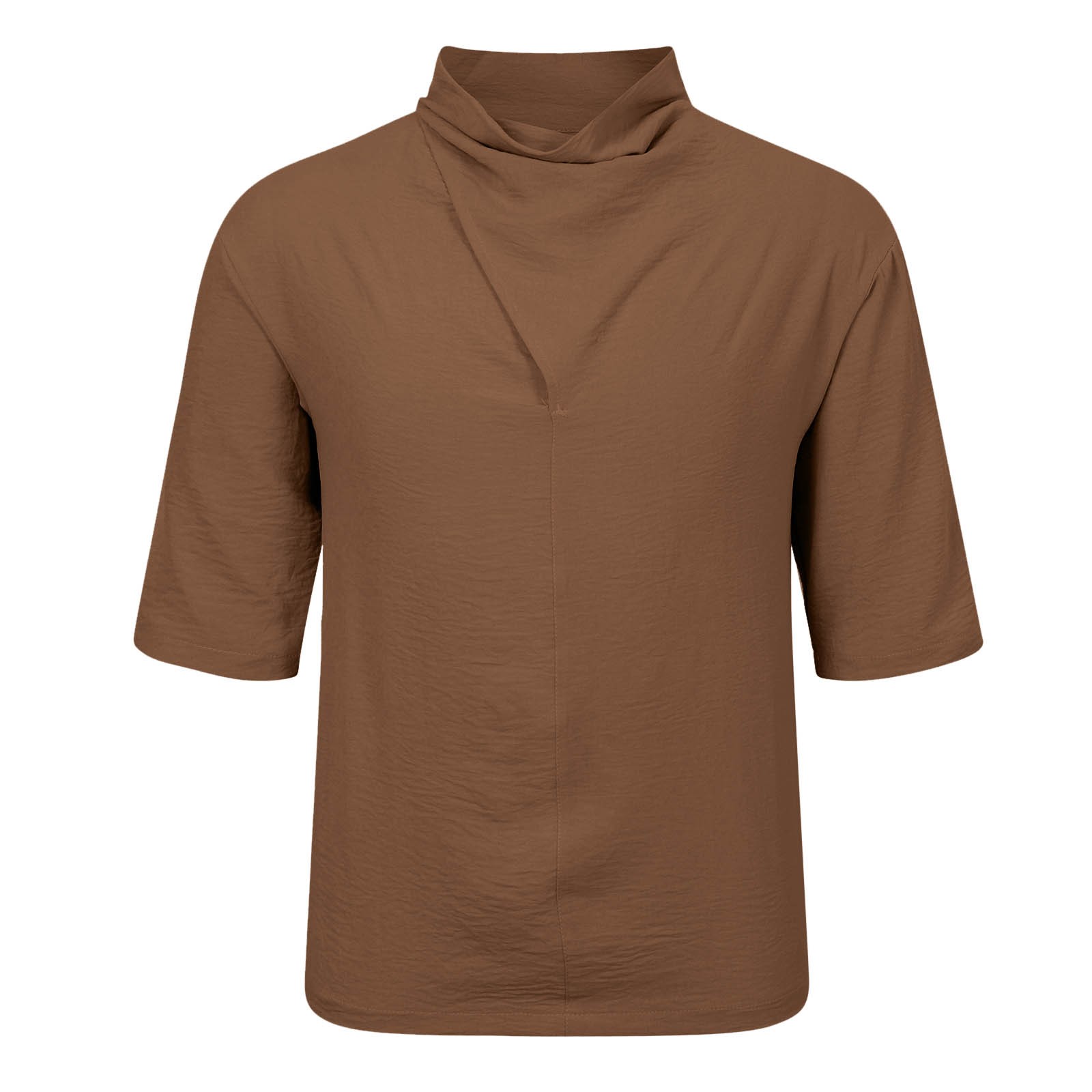 Camisa de manga corta irregular de seda helada para hombre - Diseño de pelo oscuro, mezcla de algodón